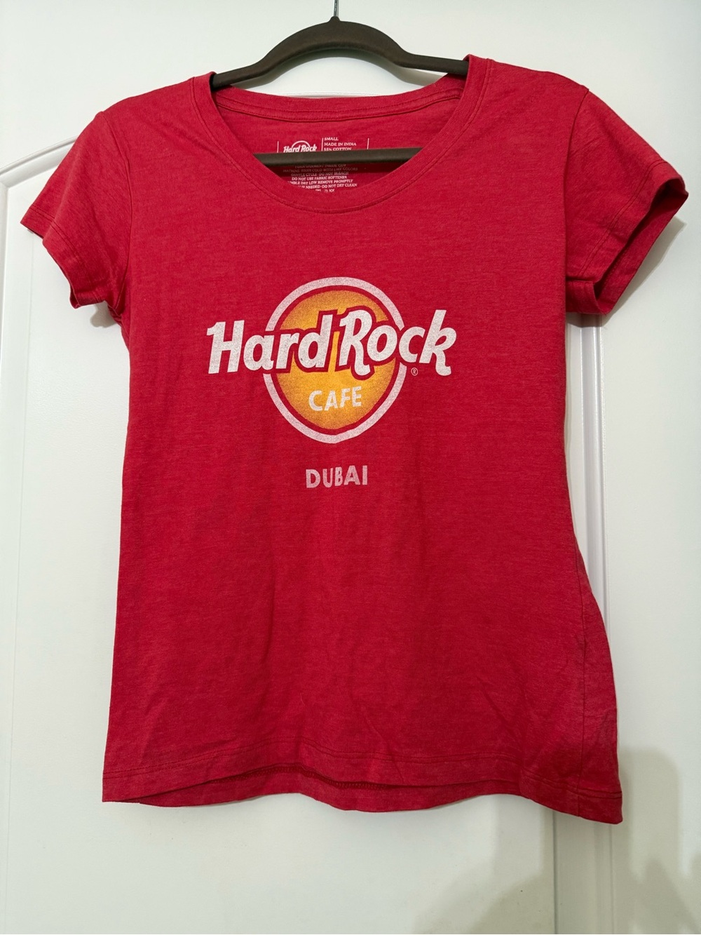 Hard Rock Cafe Red T‑Shirt with Yellow Logo - Dubai